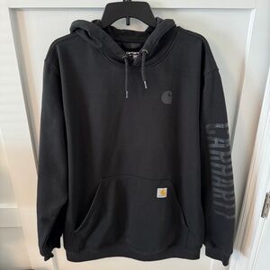 Carhartt Men’s Midweight Logo Sleeve Hooded Sweatshirt Black K288 Large